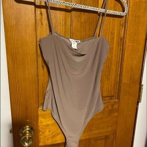 Taupe thin strapped body suit